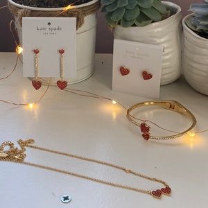 KATE SPADE Yours Truly Red Gem Heart Jewelry Set